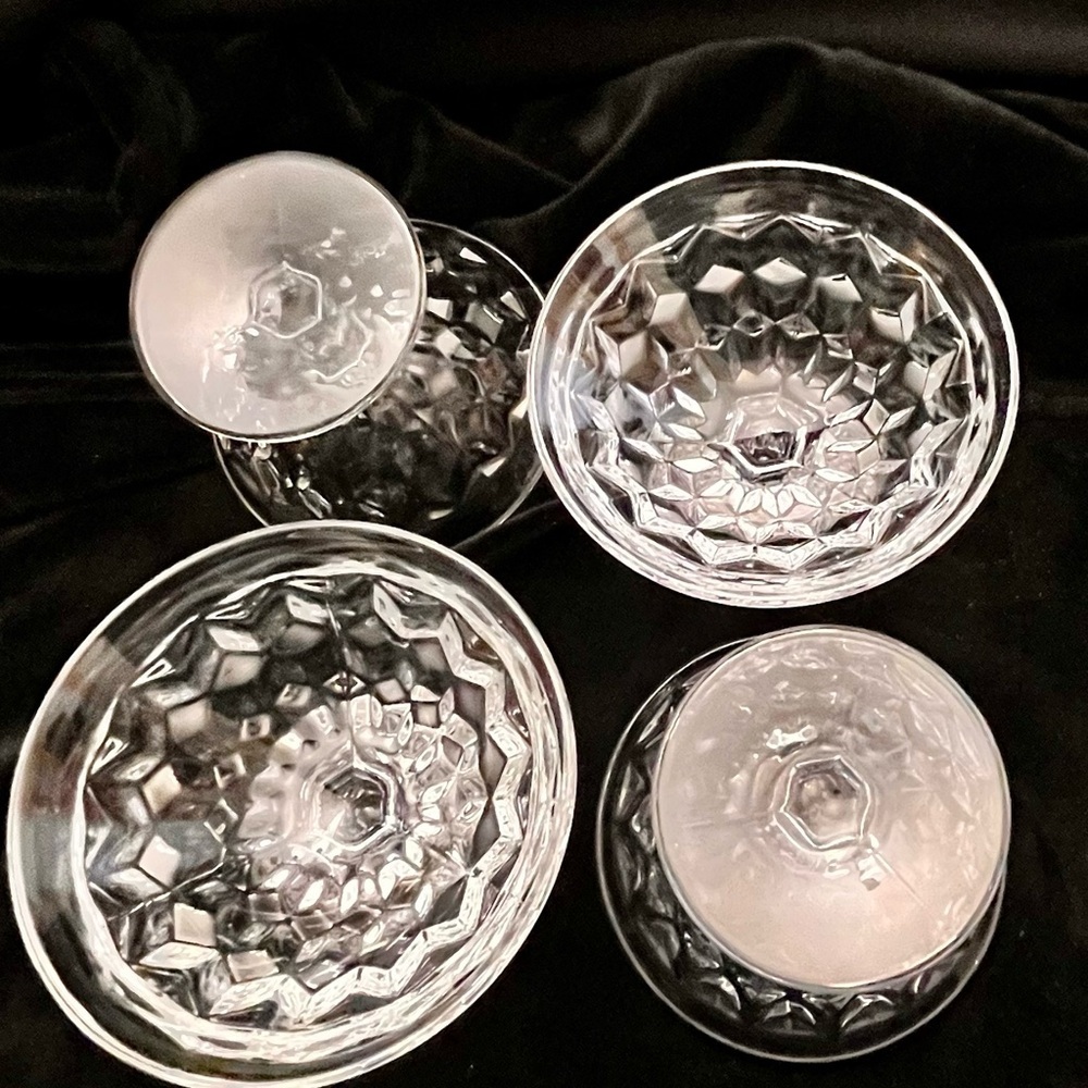 Vtg Fostoria American Clear Glass Shiny Champagne Sherbet Dessert Cups Set of 4